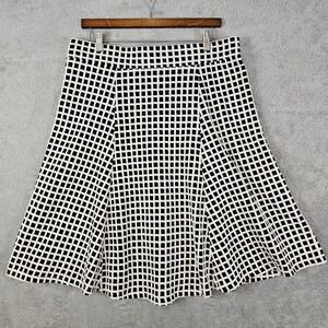 Worthington A-Line Skirt Women Large Checkered Black White Career Casual Pull On